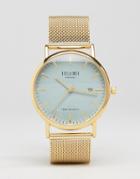 Reclaimed Vintage Gold Mesh Watch With Gray Dial - Gold