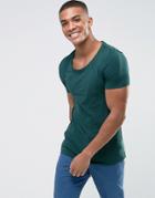 Asos Fitted Fit T-shirt With Scoop Neck And Stretch - Green