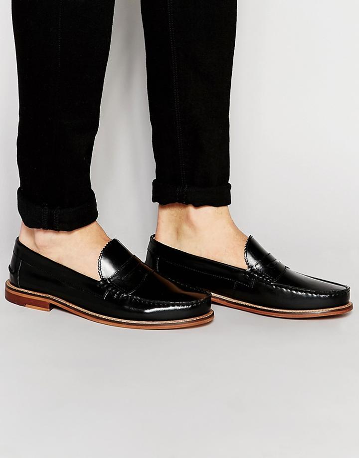 Ben Sherman Bouy Penny Loafers In Black - Black