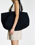 Asos Design Organic Cotton Canvas Tote Bag In Black