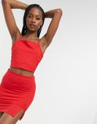 Public Desire Jersey Mini Beach Skirt With Split In Red - Part Of A Set