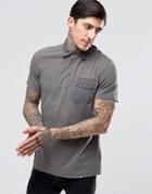 Pretty Green Polo Shirt With Badges In Grey - Dkgrey