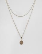 Asos Filigree Multirow Long Pendant Necklace - Gold