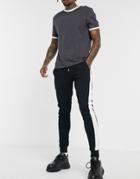 Asos Design Skinny Sweatpants With Side Stripe-black