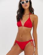 Vero Moda Tie Side Bikini Bottoms In Red - Red