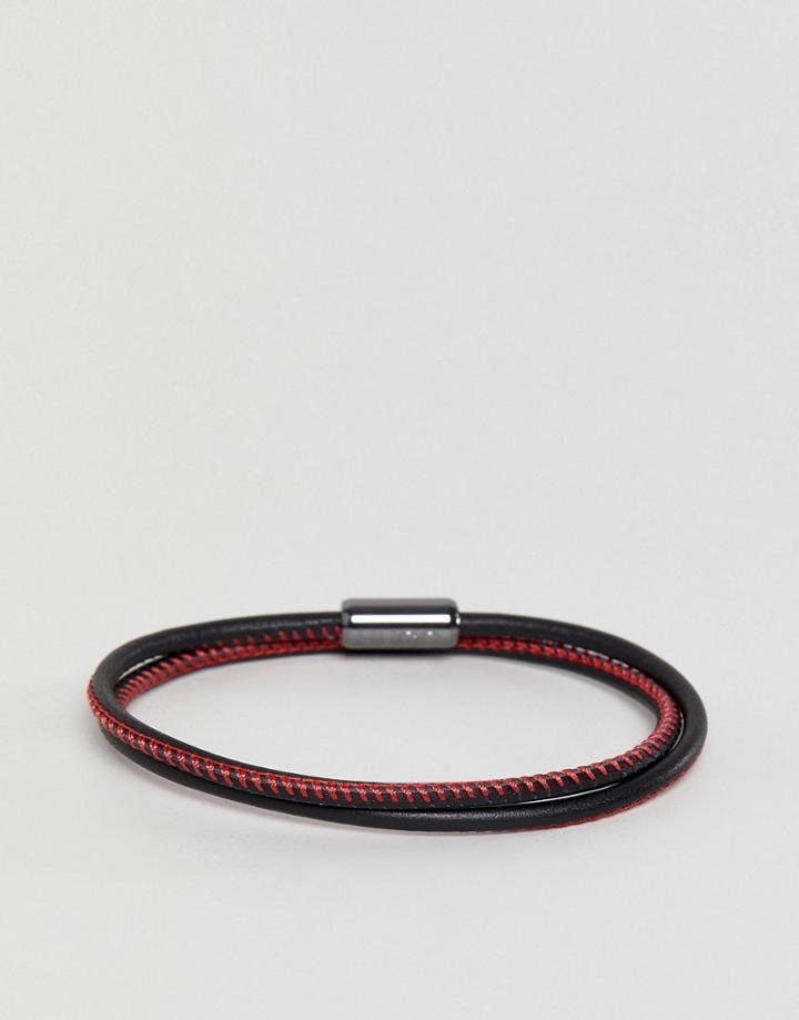 Hugo Rope Tie Bracelet Logo Clasp In Red - Red