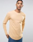 Only & Sons Longline Long Sleeve T-shirt - Beige