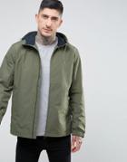 Farah Newbern Nylon Zip Through Hooded Jacket In Green - Green