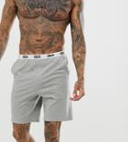 Asos Design Lounge Pyjama Shorts In Gray Marl With Branded Waistband-black