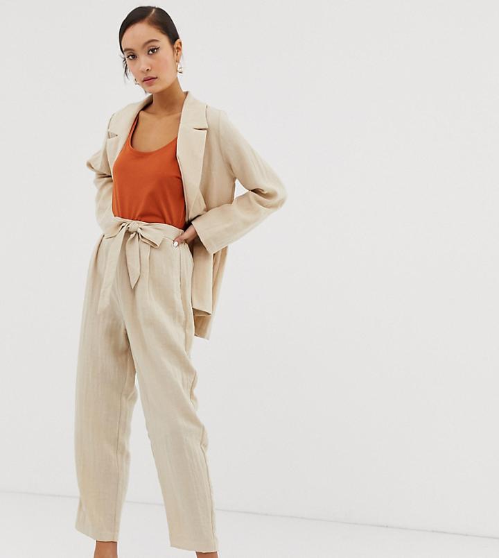 Monki Tie Waist Pants In Beige - Beige