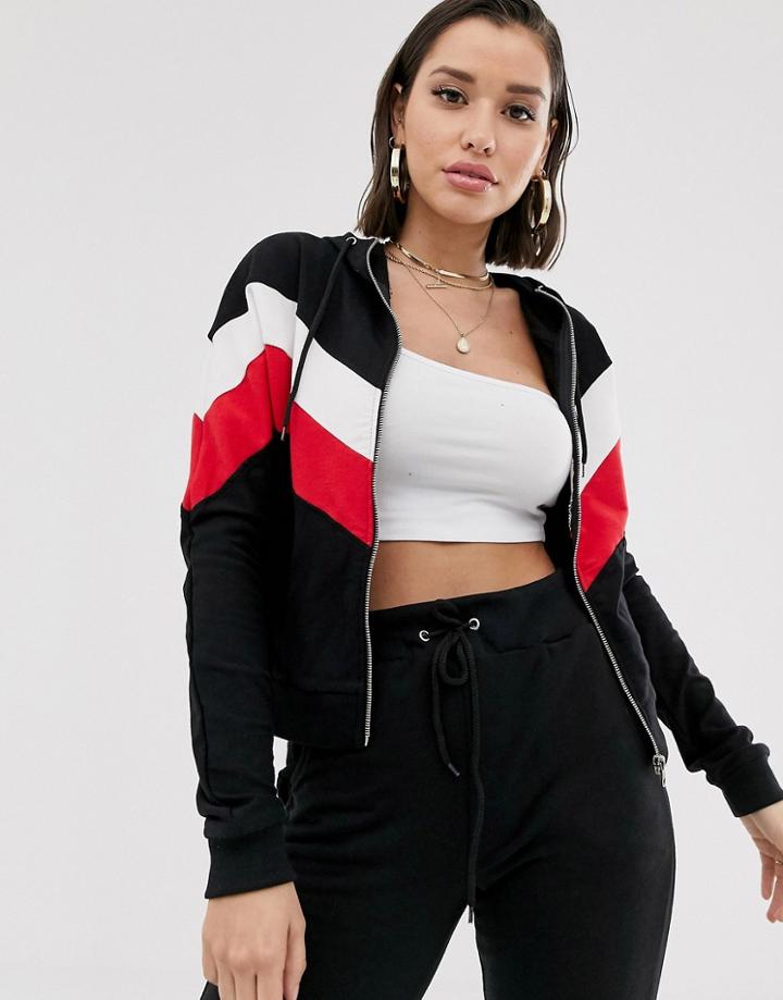 Parisian Color Block Zip Front Jacket Loungesuit Two-piece-multi