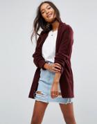 Asos Chunky Knit Cardigan In Wool Mix - Red