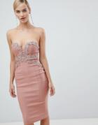 Rare Strapless Crochet Midi Dress - Pink