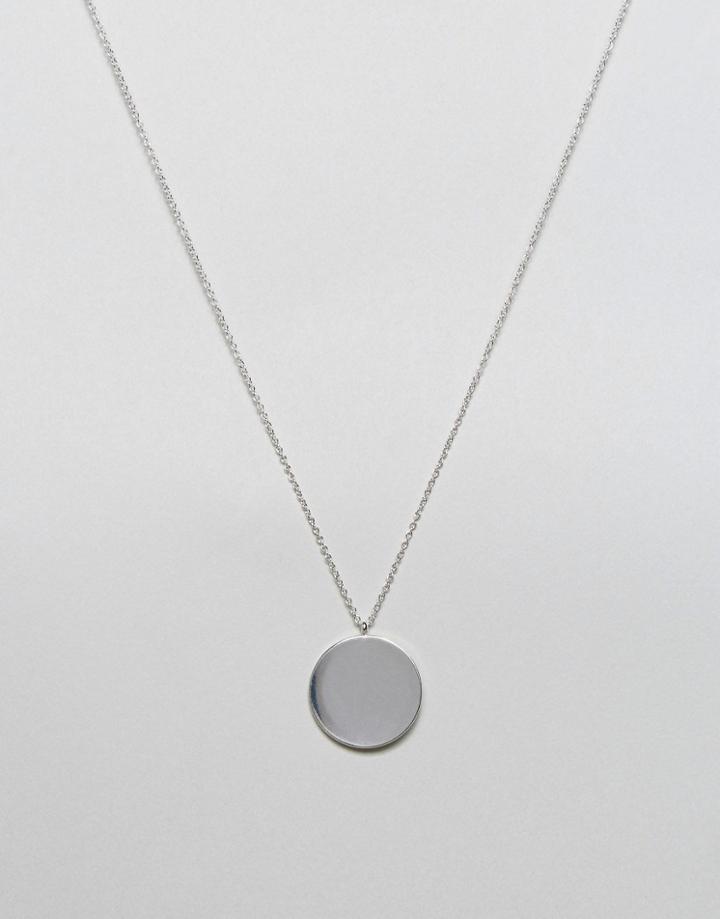 Weekday Circle Pendant Necklace - Silver