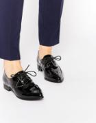 Daisy Street Black Slim Lace Up Flat Shoes - Black