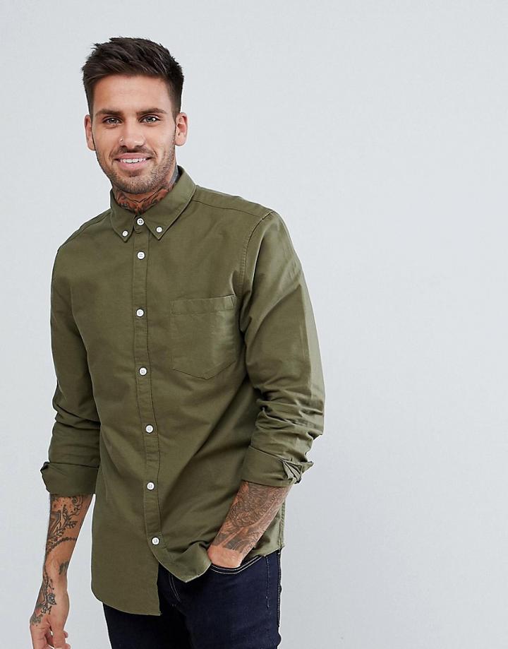 New Look Oxford Shirt In Khaki - Green