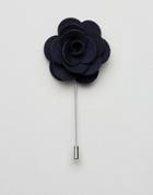 Asos Wedding Flower Lapel Pin In Navy - Navy