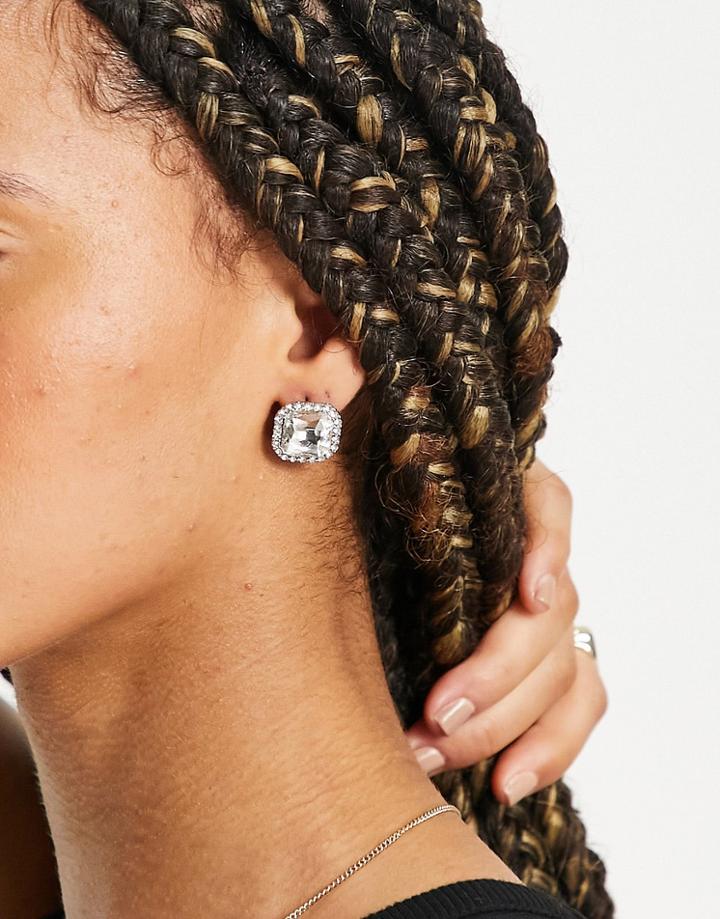 True Decadence Stud Earrings In Oversized Crystal-silver
