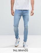 Jack & Jones Tall Intelligence Jeans In Skinny Fit Washed Denim - Blue