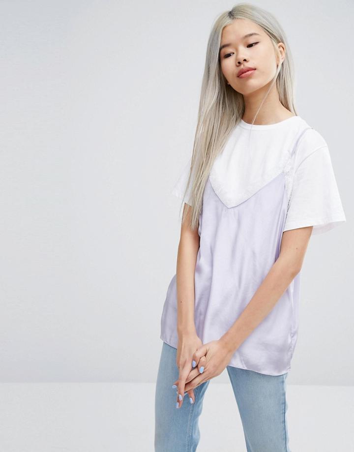 Stylenanda Cami Top With Lace Edges - Purple