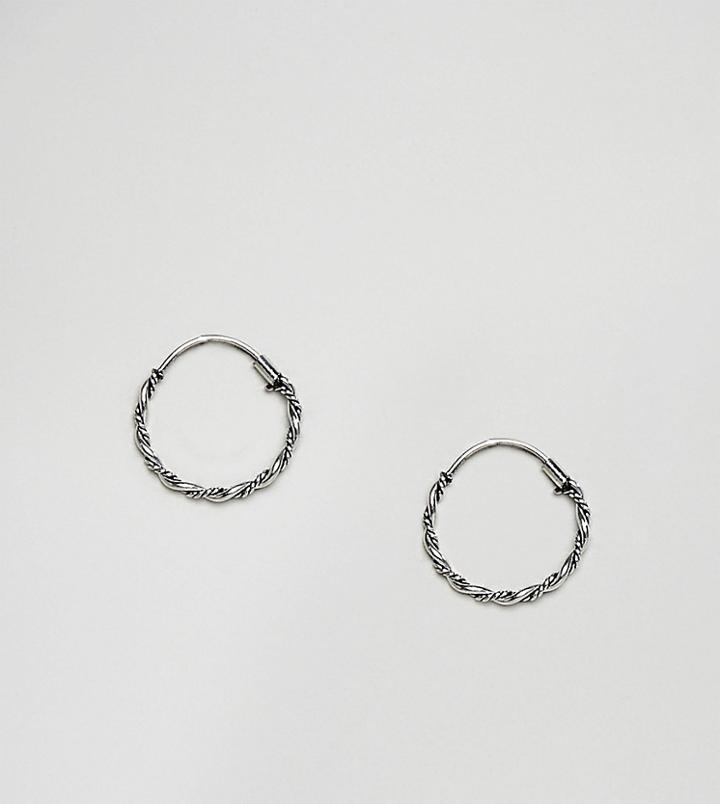 Reclaimed Vintage Inspired Sterling Silver Twist Hoop Earring (+) - Silver