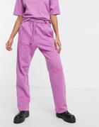 Bershka Unisex Wide Leg Sweatpants In Purple