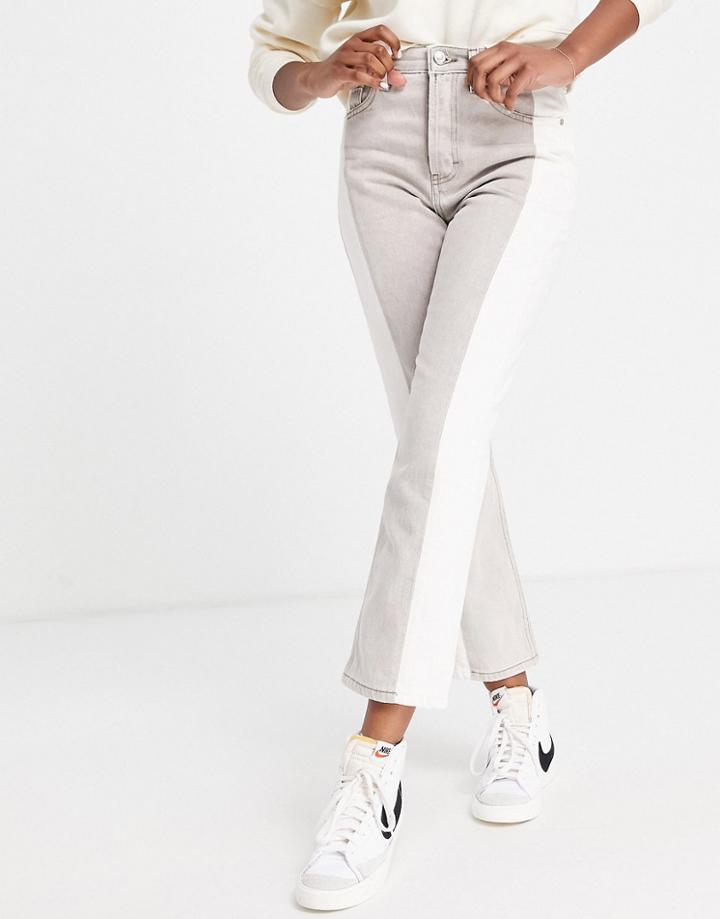Topshop Jeans In Gray And White Color Block-multi