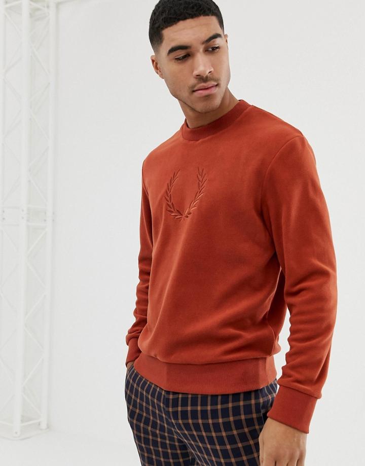 Fred Perry Embroidered Fleece Sweatshirt In Orange - Orange