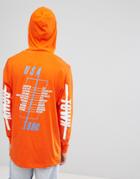 Asos Hooded Longline Long Sleeve T-shirt With City Sleeve And Back Print - Orange