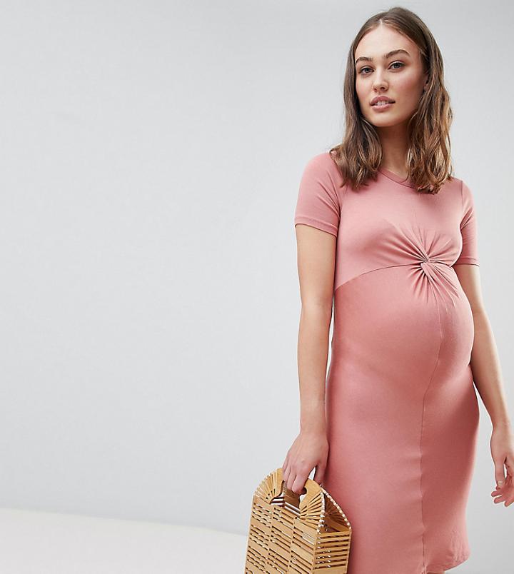 New Look Maternity Twist Front Bodycon Dress - Red