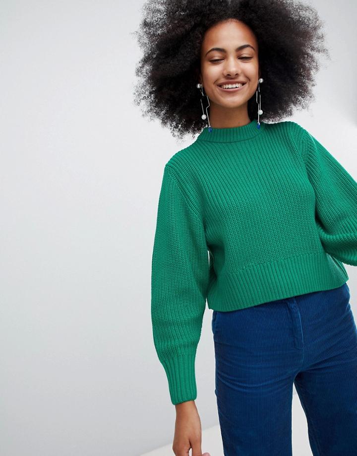Monki Wide Sleeve Sweater - Green