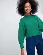 Monki Wide Sleeve Sweater - Green