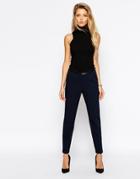 Asos Cigarette Pant With Belt - Navy