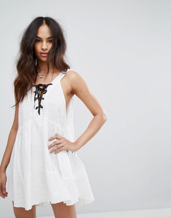 One Teaspoon Mini Dress With Tie Neck - White