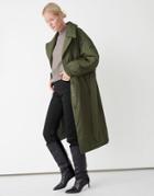 & Other Stories Nylon Belted Padded Coat In Olive Green - Mgreen
