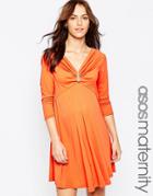 Asos Maternity Swing Dress With Gold Bar Detail - Orange