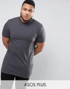 Asos Plus Longline Muscle Polo Shirt In Charcoal Marl - Gray