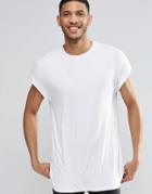 Asos Oversized T-shirt With Cap Sleeve In Rib - White