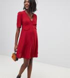 Asos Design Maternity Button Through Mini Skater Dress With Pockets-red