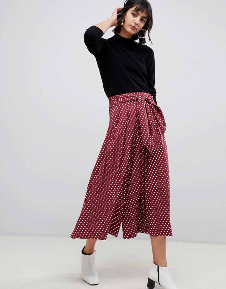 Asos Design Culottes In Spot - Red