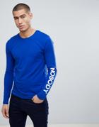 Only & Sons Crew Neck Long Sleeve Tee With Nobody Logo - Navy