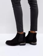 Truffle Collection Metal Trim Flat Chelsea Boot - Black