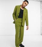 Reclaimed Vintage Inspired Relaxed Elasticized Neat Pants In Khaki-green
