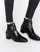 Ravel Buckle Strap Leather Chelsea Boots - Black