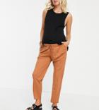 Asos Design Maternity Underbump Linen Look Peg Pants In Rust-orange