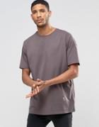 Religion Crew Neck T-shirt With Oversized Drop Shoulder Detail - Ash Gray