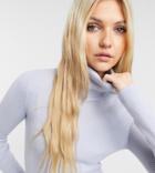 Collusion Ribbed Roll Neck Sweater In Icy Blue-brown