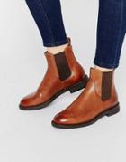 Vagabond Amina Tan Leather Flat Ankle Boots - Tan