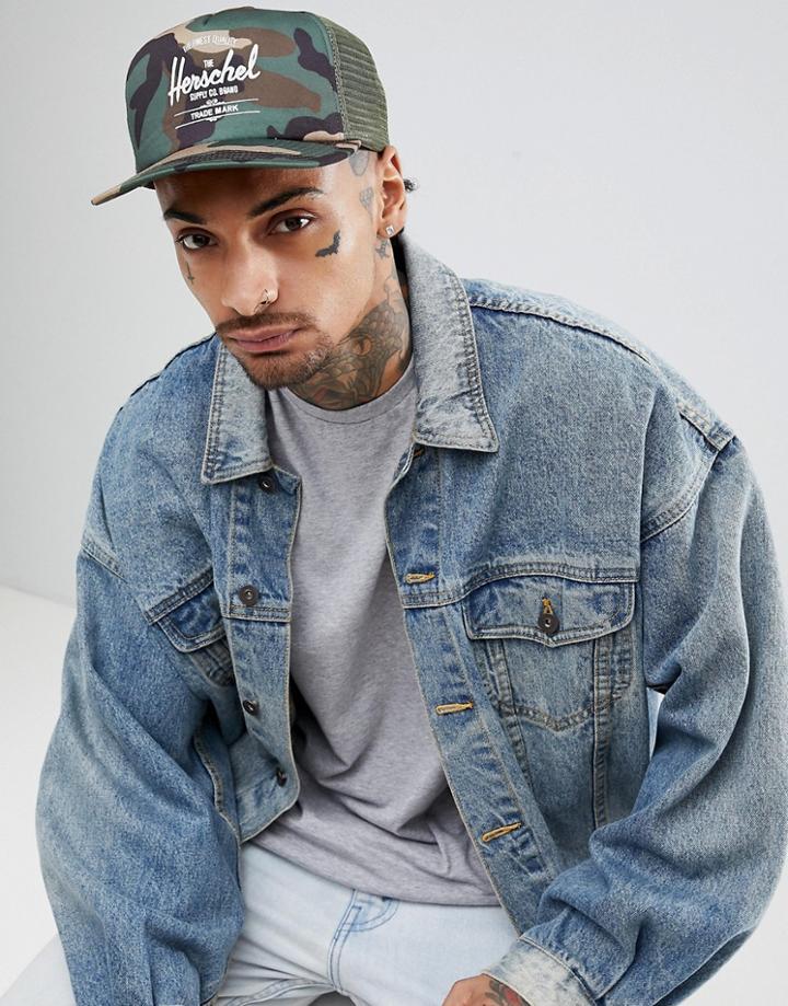 Herschel Supply Co Whaler Trucker Cap In Camo - Pink
