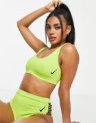 Nike Swimming Scoop Neck Bikini Top In Green